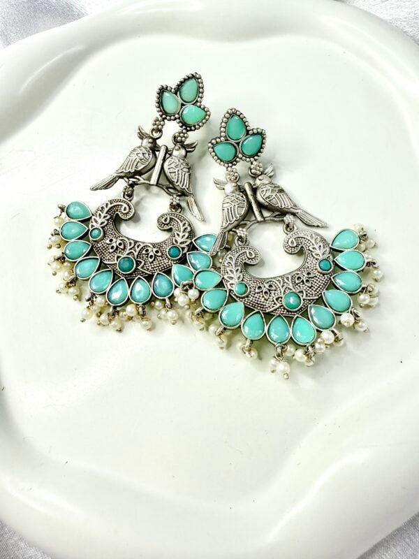 Turquoise Bird Earrings - Image 2