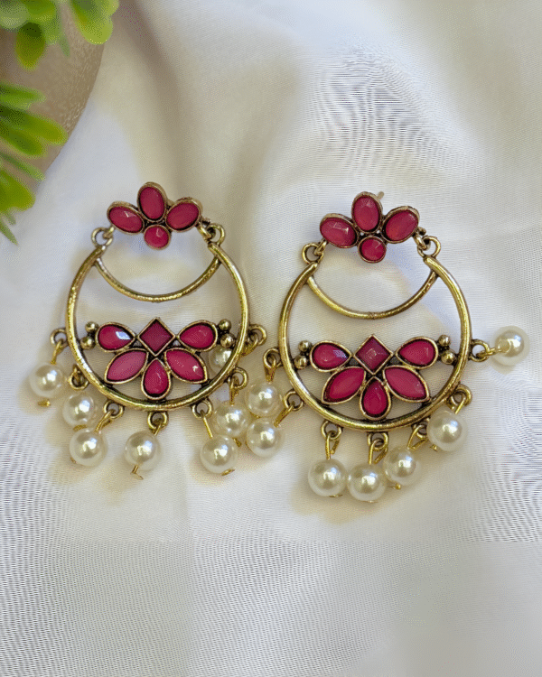 Divya pink danglers