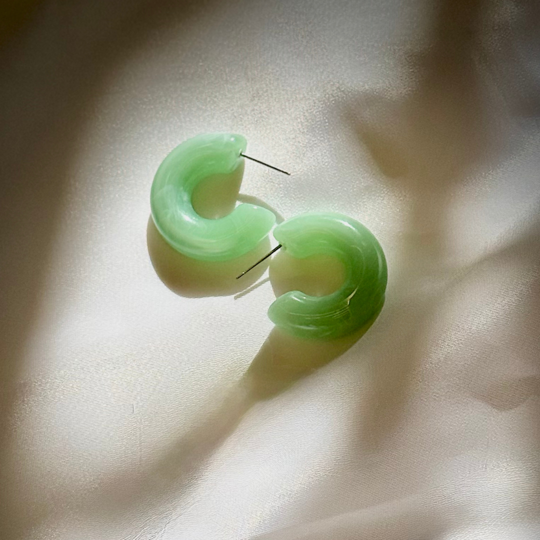 Green marbled duo earhoops - Image 2