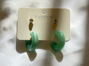 Green marbled duo earhoops
