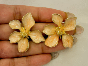 Alternative view of Peach Flower Earstuds
